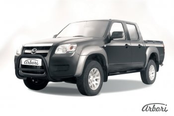 Защита переднего бампера Arbori (низкая, черная, 1 труба d57 mm). Mazda BT-50 (2006-2011)
