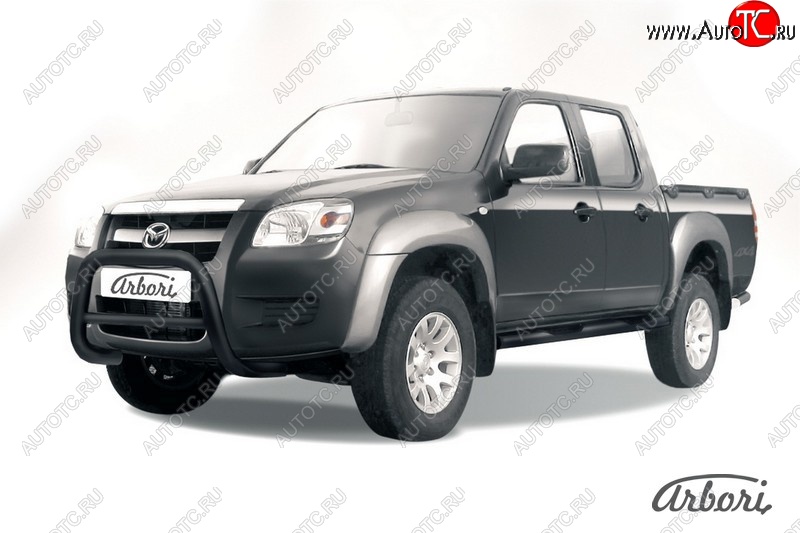 16 289 р. Защита переднего бампера Arbori (низкая, черная, 1 труба d57 mm). Mazda BT-50 (2006-2011)  с доставкой в г. Майкоп