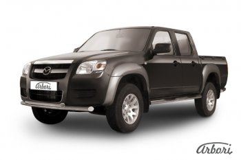 Защита переднего бампера Arbori (нержавейка, 2 трубы d57 mm) Mazda BT-50 (2006-2011)