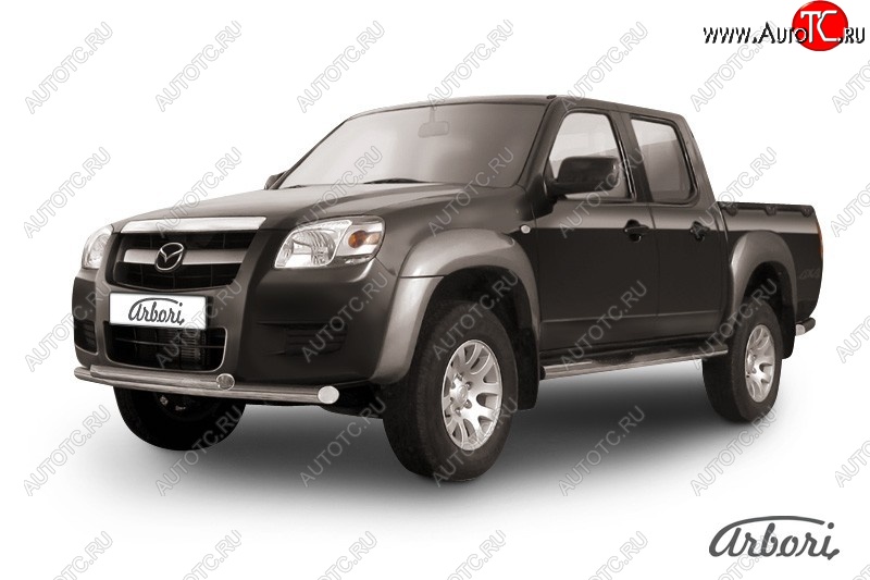 14 579 р. Защита переднего бампера Arbori (нержавейка, 2 трубы d57 mm) Mazda BT-50 (2006-2011)  с доставкой в г. Майкоп