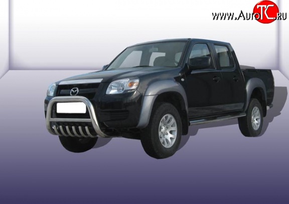 36 999 р. Усиленная защита переднего бампера с защитой картера Slitkoff  Mazda BT-50 (2006-2011) (Нержавейка, Полированная)  с доставкой в г. Майкоп