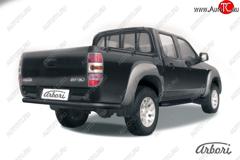 7 019 р. Защита заднего бампера Arbori (черная, 1 труба d76 mm). Mazda BT-50 (2006-2011)  с доставкой в г. Майкоп