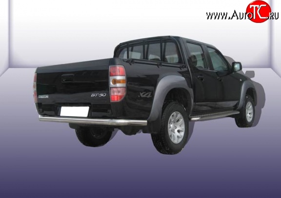 13 499 р. Одинарная защита заднего бампера из трубы диаметром 76 мм Slitkoff Mazda BT-50 (2006-2011) (Нержавейка, Полированная)  с доставкой в г. Майкоп
