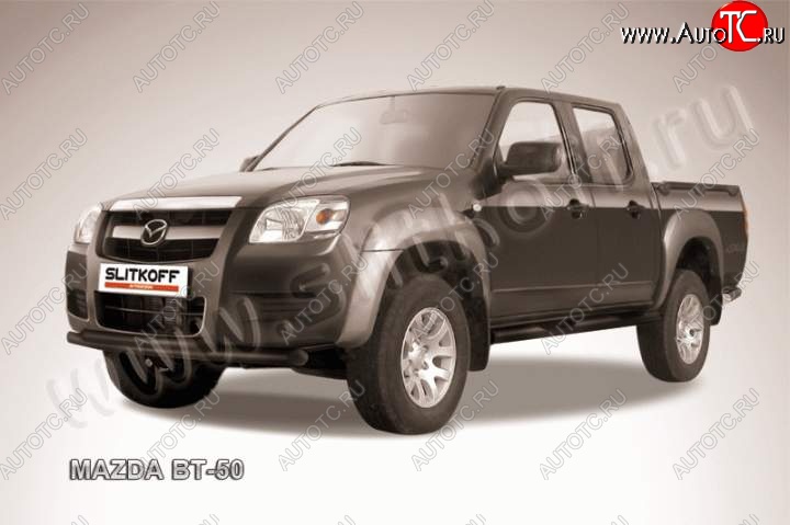 10 299 р. Защита переднего бампер Slitkoff  Mazda BT-50 (2011-2015) (Цвет: серебристый)  с доставкой в г. Майкоп
