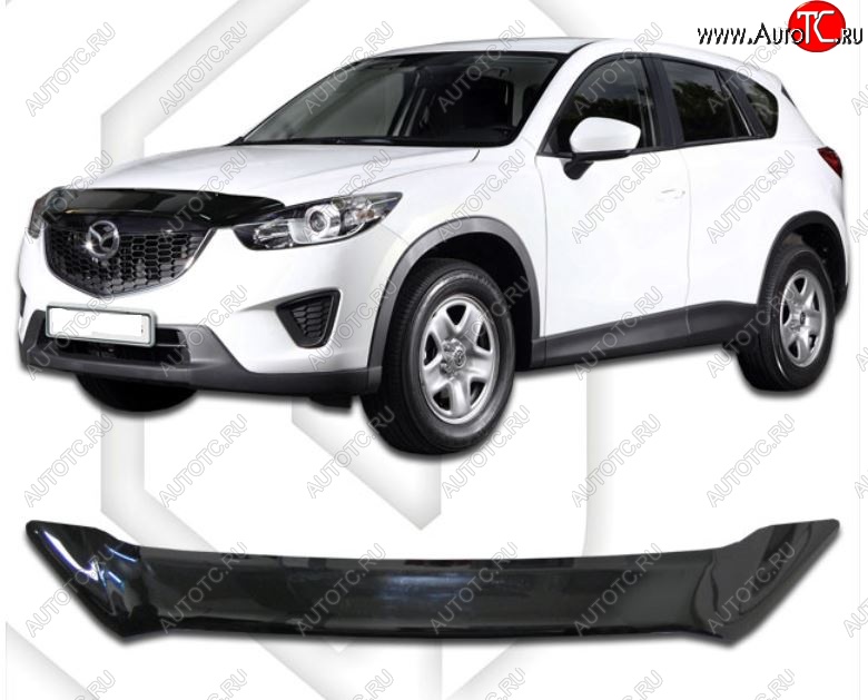 2 799 р. Дефлектор капота CA-Plastic Mazda CX-5 KE рестайлинг (2015-2017) (Classic черный, Без надписи)  с доставкой в г. Майкоп