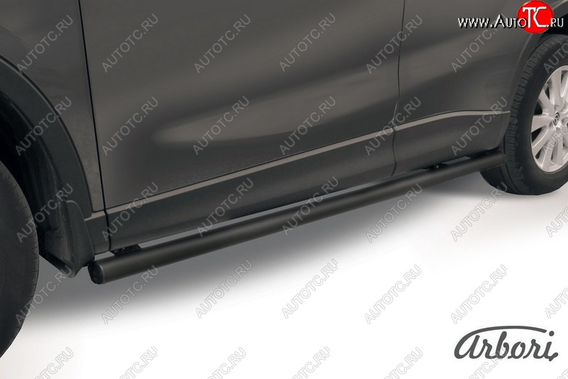 6 839 р. Защита штатных порогов Arbori (черная, d57 mm). Mazda CX-5 KE рестайлинг (2015-2017)  с доставкой в г. Майкоп