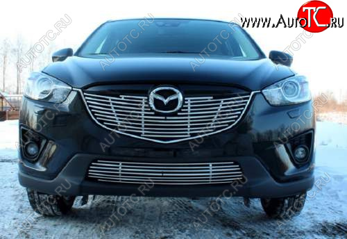 3 968 р. Декоративный элемент воздухозаборника Souz96 нержавеющая сталь Mazda CX-5 KE дорестайлинг (2011-2014) (Черная 10 мм)  с доставкой в г. Майкоп