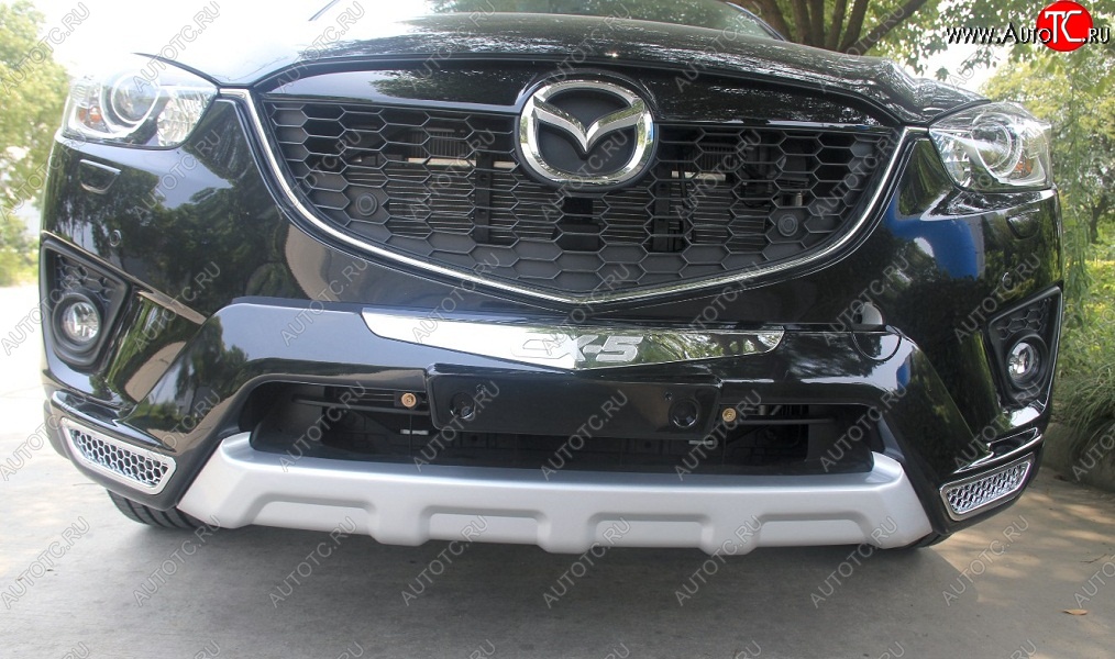 5 449 р. Накладка на передний бампер SuvStyle Mazda CX-5 KE дорестайлинг (2011-2014) (Неокрашенная)  с доставкой в г. Майкоп