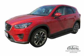 11 609 р. Порожки для ног Arbori Optima Black Mazda CX-5 KE рестайлинг (2015-2017)  с доставкой в г. Майкоп. Увеличить фотографию 2