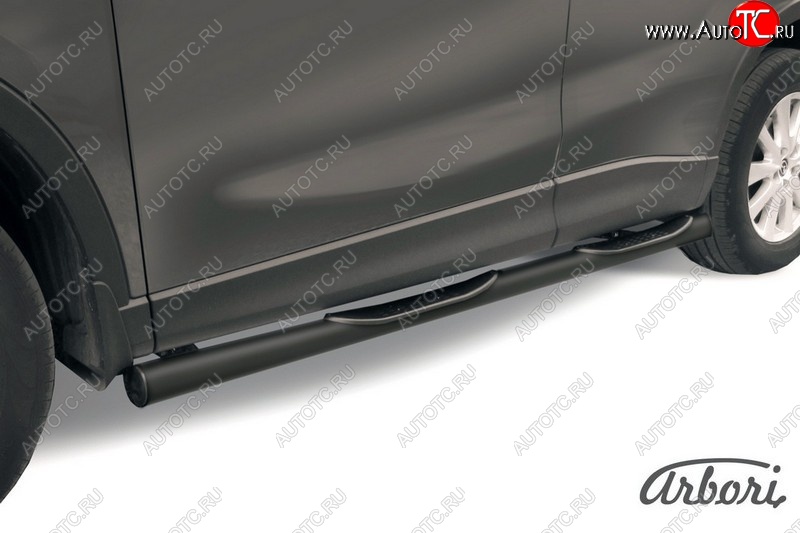 8 369 р. Защита штатных порогов Arbori (с проступью, черная, d76 mm). Mazda CX-5 KE рестайлинг (2015-2017)  с доставкой в г. Майкоп