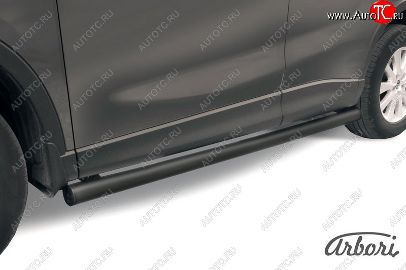 7 649 р. Защита штатных порогов Arbori (черная, d76 mm). Mazda CX-5 KE рестайлинг (2015-2017)  с доставкой в г. Майкоп