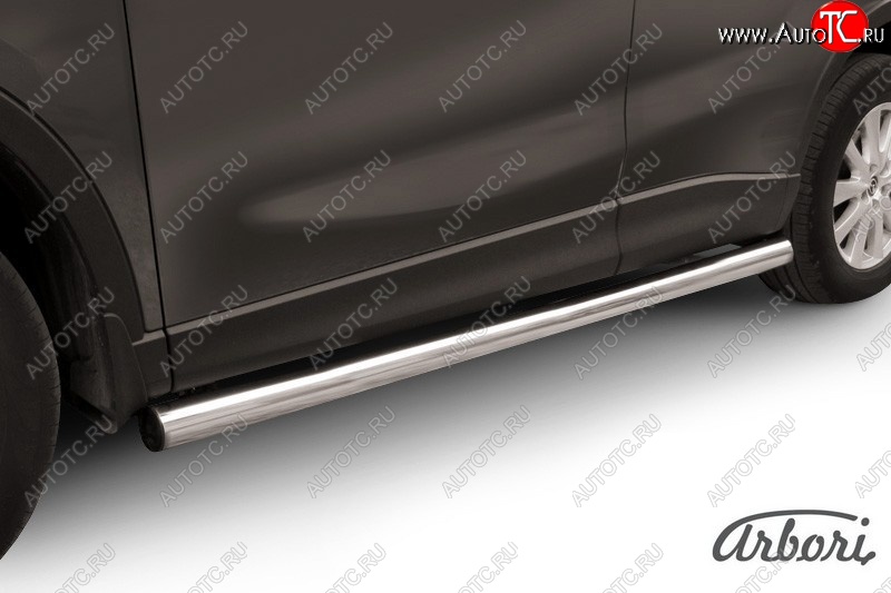 18 719 р. Защита штатных порогов Arbori (нержавейка, d76 mm). Mazda CX-5 KE рестайлинг (2015-2017)  с доставкой в г. Майкоп