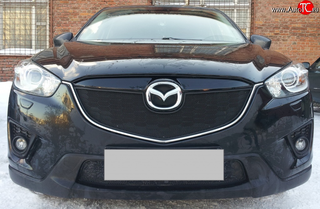 2 299 р. Нижняя сетка на бампер Russtal (черная) Mazda CX-5 KE дорестайлинг (2011-2014)  с доставкой в г. Майкоп