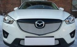 2 399 р. Нижняя сетка на бампер Russtal (хром) Mazda CX-5 KE дорестайлинг (2011-2014)  с доставкой в г. Майкоп. Увеличить фотографию 2