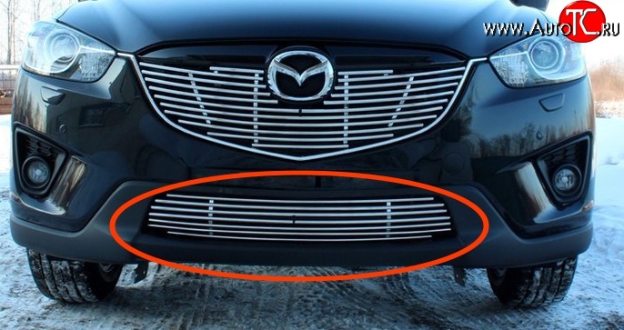 4 049 р. Декоративные элементы воздухозаборника Souz-96 Mazda CX-5 KE дорестайлинг (2011-2014) (Хром 10 мм)  с доставкой в г. Майкоп