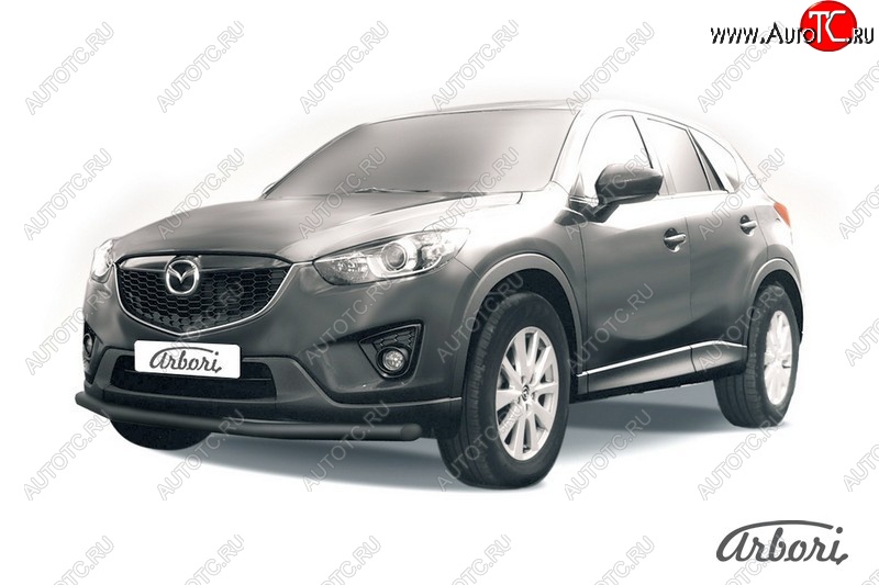 7 019 р. Защита переднего бампера Arbori (черная, 1 труба d57 mm). Mazda CX-5 KE дорестайлинг (2011-2014)  с доставкой в г. Майкоп