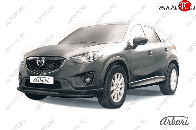 7 919 р. Защита переднего бампера Arbori (черная, 2 трубы d57 и 42 mm) Mazda CX-5 KE дорестайлинг (2011-2014)  с доставкой в г. Майкоп
