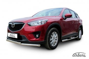 15 182 р. Защита переднего бампера Arbori (нержавейка, 2 трубы d57 и 42 mm) Mazda CX-5 KE дорестайлинг (2011-2014)  с доставкой в г. Майкоп. Увеличить фотографию 2