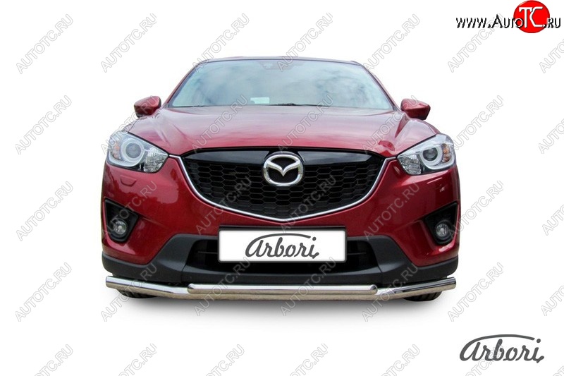 15 182 р. Защита переднего бампера Arbori (нержавейка, 2 трубы d57 и 42 mm) Mazda CX-5 KE дорестайлинг (2011-2014)  с доставкой в г. Майкоп