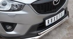 16 849 р. Защита переднего бампера (2 трубыØ63 и 42 мм, нержавейка) SLITKOFF  Mazda CX-5  KE (2011-2017) дорестайлинг, рестайлинг  с доставкой в г. Майкоп. Увеличить фотографию 2