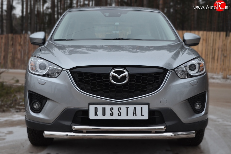 16 849 р. Защита переднего бампера (2 трубыØ63 и 42 мм, нержавейка) SLITKOFF  Mazda CX-5  KE (2011-2017) дорестайлинг, рестайлинг  с доставкой в г. Майкоп