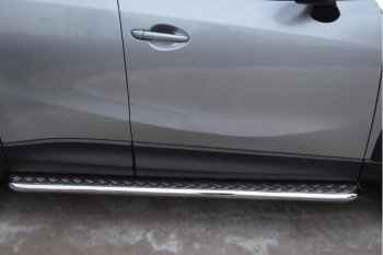 22 999 р. Широкая защита порогов с трубой диаметром 42 мм SLITKOFF v2 Mazda CX-5 KE дорестайлинг (2011-2014)  с доставкой в г. Майкоп. Увеличить фотографию 2