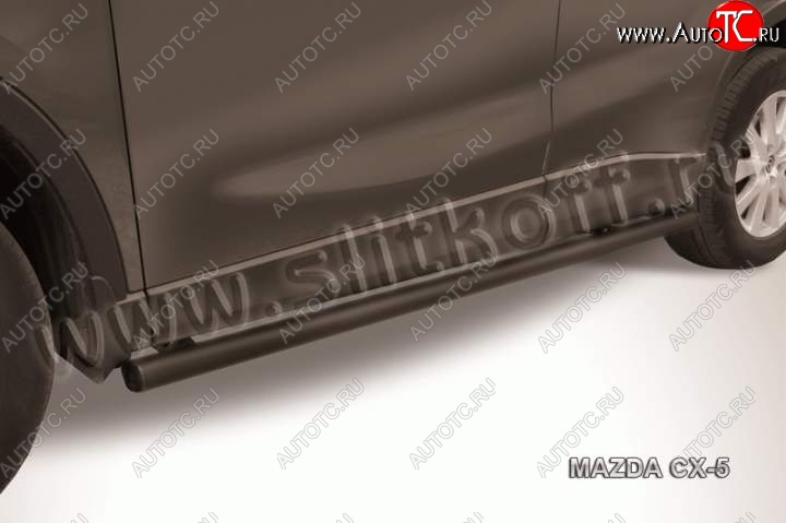 10 999 р. Защита порогов Slitkoff  Mazda CX-5  KE (2011-2017) дорестайлинг, рестайлинг (Цвет: серебристый)  с доставкой в г. Майкоп