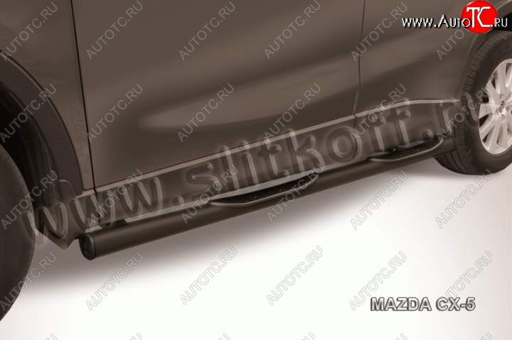 13 549 р. Защита порогов Slitkoff  Mazda CX-5  KE (2011-2017) дорестайлинг, рестайлинг (Цвет: серебристый)  с доставкой в г. Майкоп
