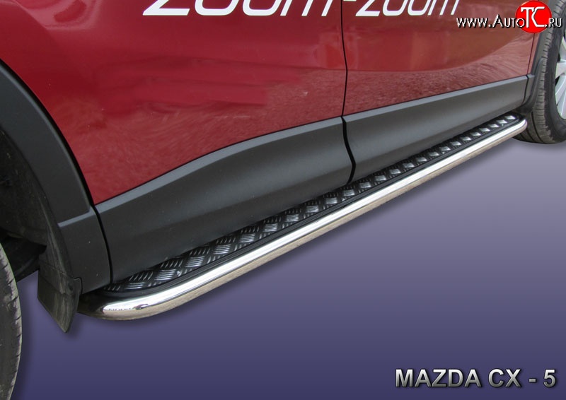 16 799 р. Широкая защита порогов Slitkoff Mazda CX-5 KE дорестайлинг (2011-2014) (Нержавейка, Полированная)  с доставкой в г. Майкоп