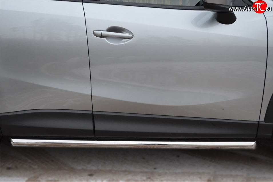 70 999 р. Защита порогов из круглой трубы диаметром 63 мм Russtal Mazda CX-5 KE рестайлинг (2015-2017) (Защита порогов с со скосами на торцах (вариант 1))  с доставкой в г. Майкоп