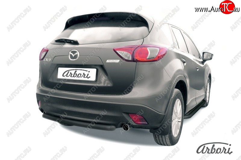 7 019 р. Защита заднего бампера Arbori (короткая, черная, 1 труба d57 mm). Mazda CX-5 KE дорестайлинг (2011-2014)  с доставкой в г. Майкоп