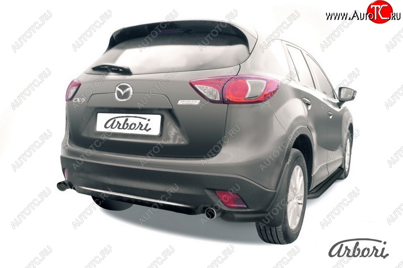 7 019 р. Защита заднего бампера Arbori (уголки, черная, 1 труба d57 mm). Mazda CX-5 KE дорестайлинг (2011-2014)  с доставкой в г. Майкоп