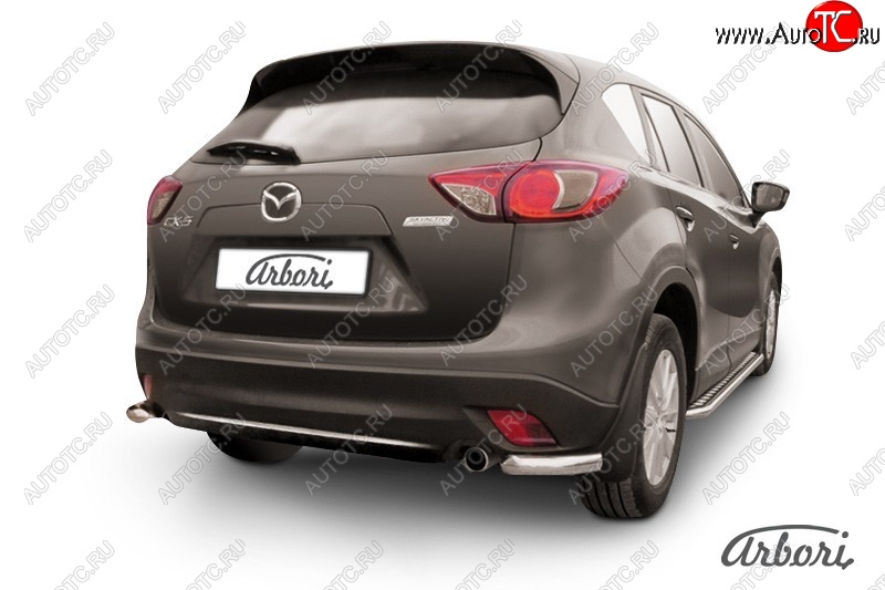 3 099 р. Защита заднего бампера Arbori (нержавейка, 1 труба d57 mm). Mazda CX-5 KE дорестайлинг (2011-2014)  с доставкой в г. Майкоп
