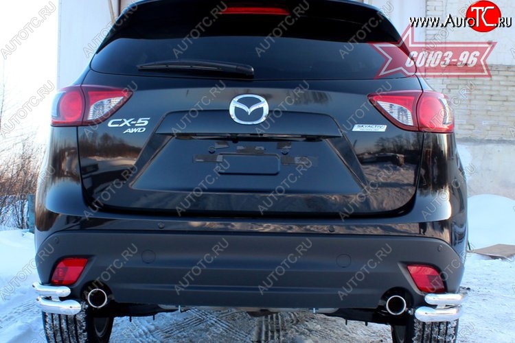 22 409 р. Защита заднего бампера из боковых уголков Souz-96 (d60/42) Mazda CX-5 KE дорестайлинг (2011-2014)  с доставкой в г. Майкоп