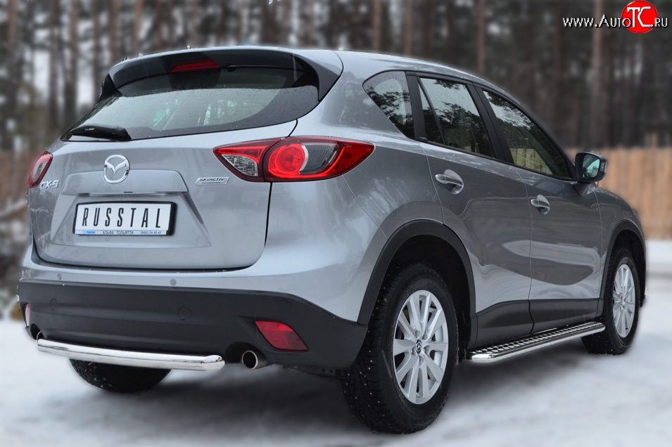 12 949 р. Одинарная защита заднего бампера из трубы диаметром 63 мм SLITKOFF Mazda CX-5 KE дорестайлинг (2011-2014)  с доставкой в г. Майкоп