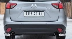 Защита заднего бампера (Ø63 мм уголки, нержавейка) SLITKOFF Mazda CX-5  KE (2011-2017) дорестайлинг, рестайлинг