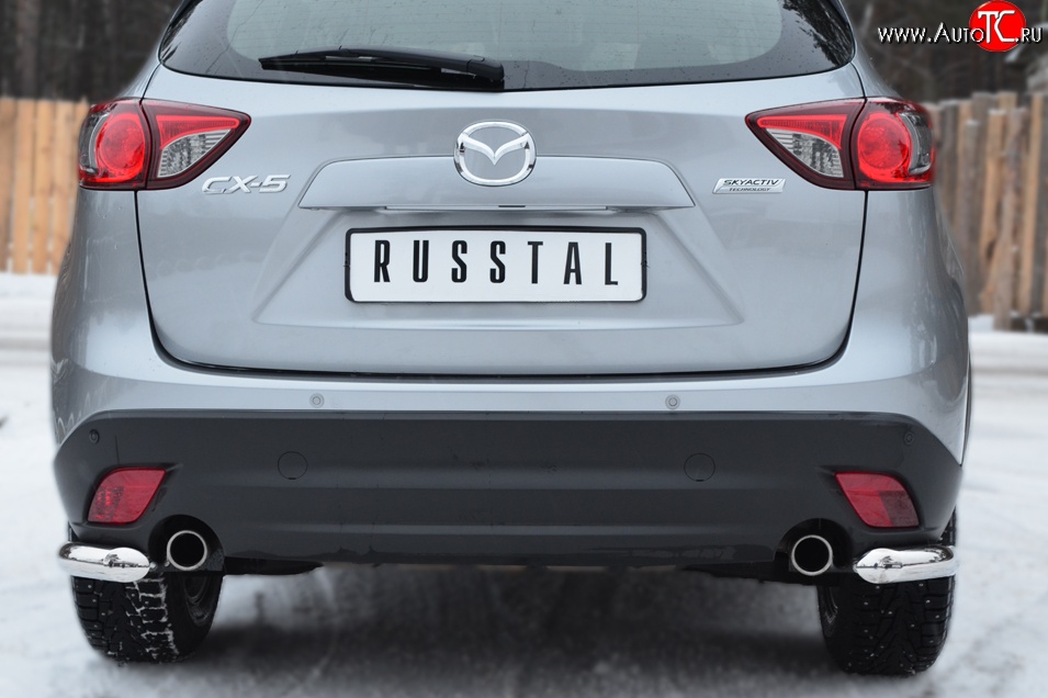 16 899 р. Защита заднего бампера (Ø63 мм уголки, нержавейка) SLITKOFF  Mazda CX-5  KE (2011-2017) дорестайлинг, рестайлинг  с доставкой в г. Майкоп