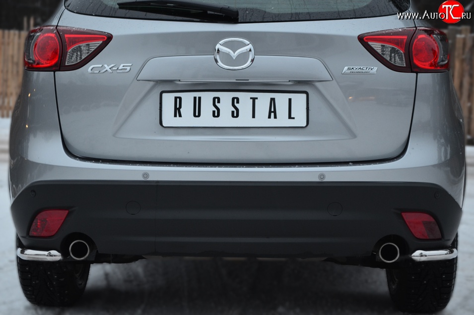 14 549 р. Защита заднего бампера (Ø63 мм уголки, нержавейка) SLITKOFF  Mazda CX-5  KE (2011-2017) дорестайлинг, рестайлинг  с доставкой в г. Майкоп