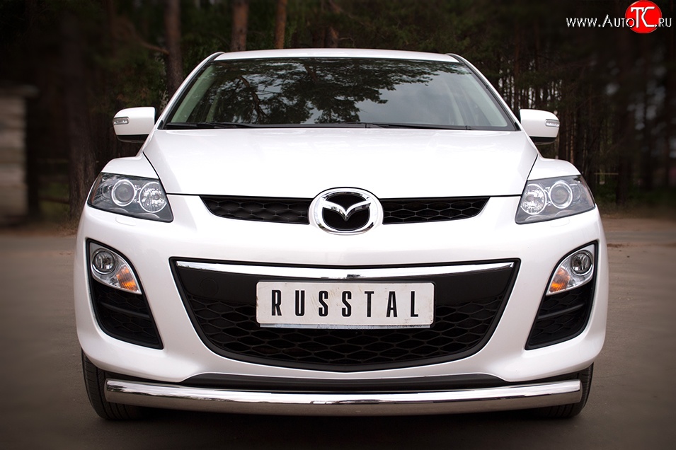 15 349 р. Одинарная защита переднего бампера диаметром 76 мм SLITKOFF Mazda CX-7 ER рестайлинг (2010-2012)  с доставкой в г. Майкоп