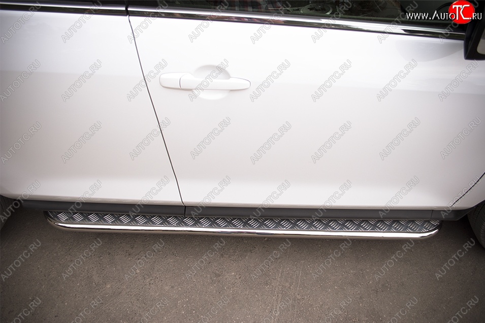 24 649 р. Порожки для ног (Ø42) SLITKOFF  Mazda CX-7  ER (2010-2012) рестайлинг (лист - алюминий, профиль - нержавейка)  с доставкой в г. Майкоп