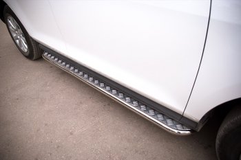 22 999 р. Широкая защита порогов с трубой диаметром 42 мм SLITKOFF v2 Mazda CX-7 ER рестайлинг (2010-2012)  с доставкой в г. Майкоп. Увеличить фотографию 2