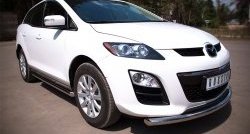 70 999 р. Защита порогов из круглой трубы диаметром 63 мм Russtal Mazda CX-7 ER рестайлинг (2010-2012) (Защита порогов с со скосами на торцах (вариант 1))  с доставкой в г. Майкоп. Увеличить фотографию 4