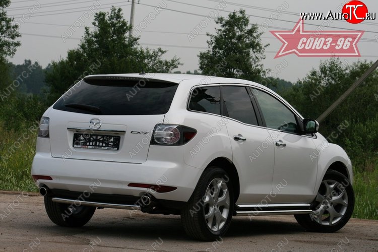 9 314 р. Защита заднего бампера Souz-96 (d60) Mazda CX-7 ER рестайлинг (2010-2012)  с доставкой в г. Майкоп