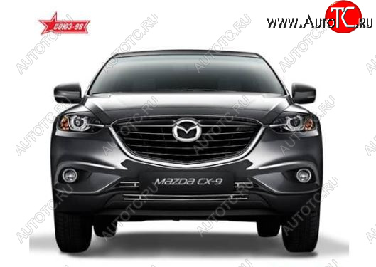 4 649 р. Декоративный элемент воздухозаборника Souz96 Mazda CX-9 TC дорестайлинг (2015-2025) (Черная 10 мм)  с доставкой в г. Майкоп