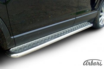 14 219 р. Защита штатных порогов с листом Arbori (нержавейка, алюминий, d57) Mazda CX-9 TB дорестайлинг (2007-2009)  с доставкой в г. Майкоп. Увеличить фотографию 2
