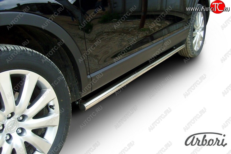 11 609 р. Защита штатных порогов Arbori (нержавейка, d57 mm). Mazda CX-9 TB дорестайлинг (2007-2009)  с доставкой в г. Майкоп