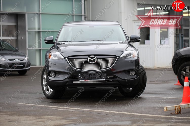 8 504 р. Декоративный элемент решетки радиатора Souz-96 (d10) Mazda CX-9 TB дорестайлинг (2007-2009)  с доставкой в г. Майкоп
