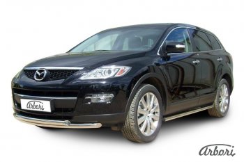 25 999 р. Защита переднего бампера Arbori (нержавейка, 2 трубы d57 и 57 mm) Mazda CX-9 TB дорестайлинг (2007-2009)  с доставкой в г. Майкоп. Увеличить фотографию 2