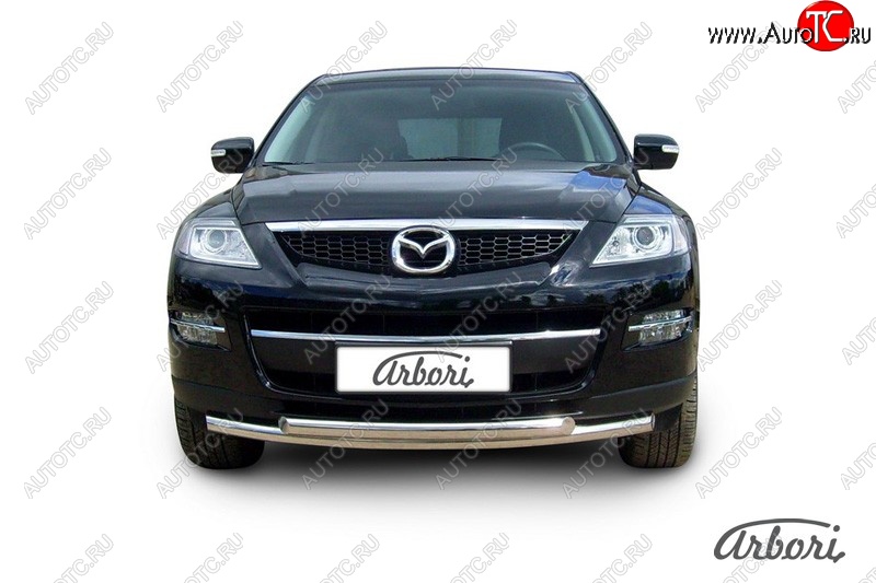 25 999 р. Защита переднего бампера Arbori (нержавейка, 2 трубы d57 и 57 mm) Mazda CX-9 TB дорестайлинг (2007-2009)  с доставкой в г. Майкоп