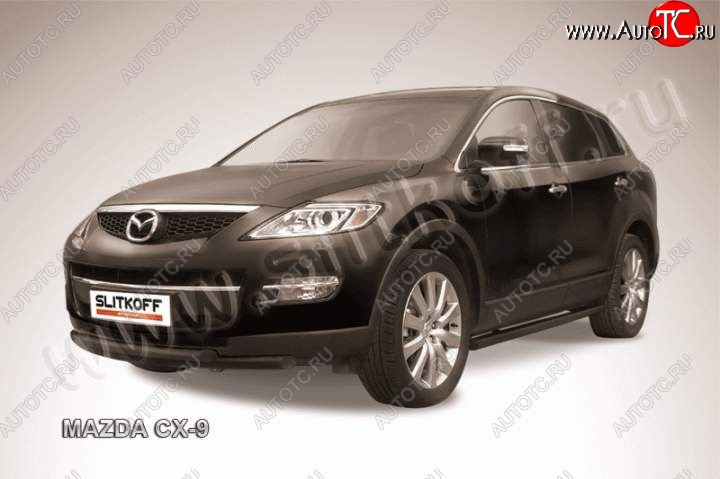 10 299 р. защита переднего бампера Slitkoff Mazda CX-9 TB дорестайлинг (2007-2009) (Цвет: серебристый)  с доставкой в г. Майкоп
